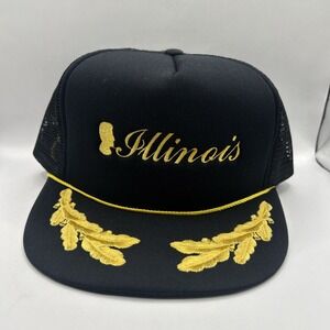 Vintage Illinois Trucker Hat Snapback Scrambled Eggs W/ Lincoln Rope Cap Mesh